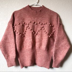 Heart mock neck sweater